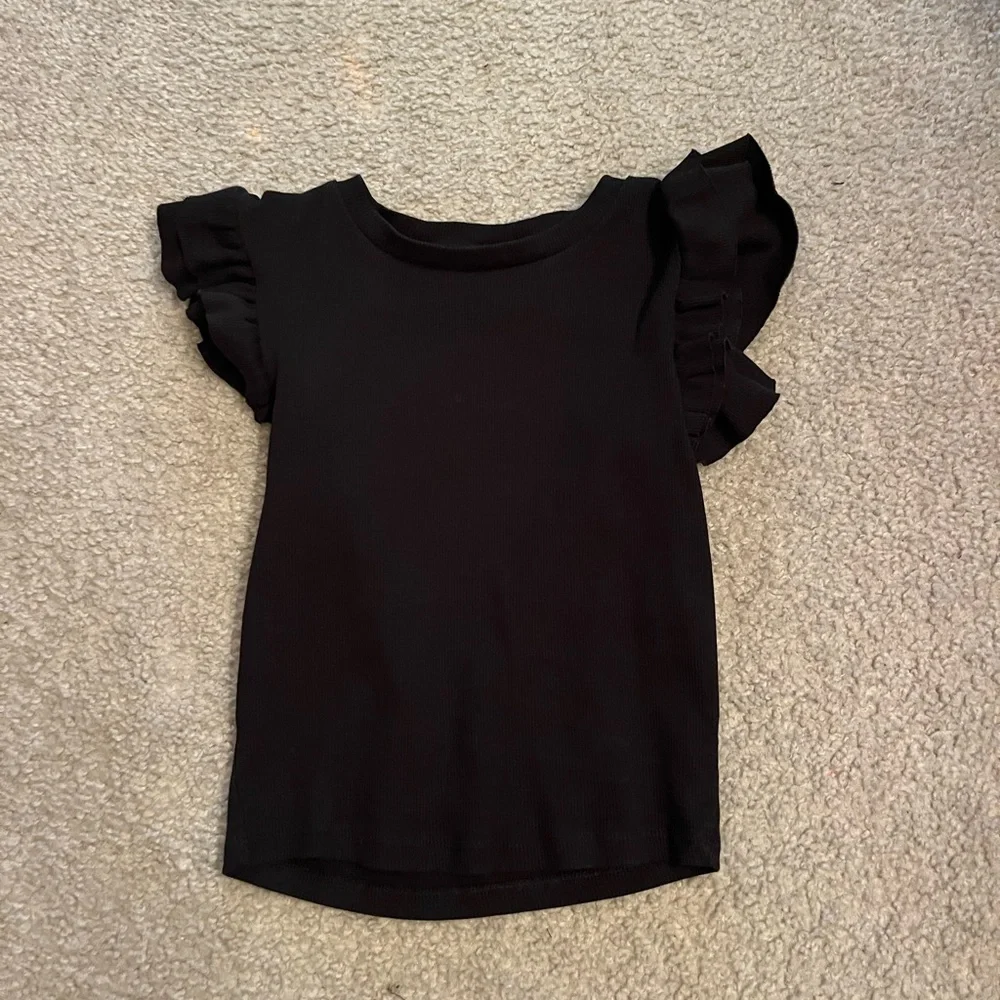 Black Ruffle Sleeve Top - Picture 2 of 3